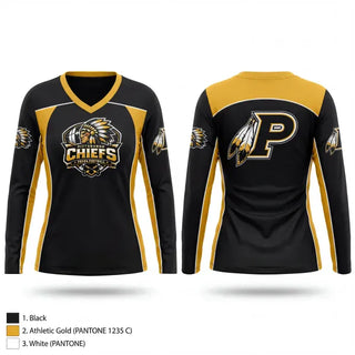 Womens Long Sleeve Vneck Shirt, Pittsburgh Chiefs, , Teamtime, Team time, sublimation, custom sports apparel, team uniforms, spirit wear, spiritwear, sports uniforms, custom shirts, team store, custom team store, fundraiser sports, apparel fundraiser