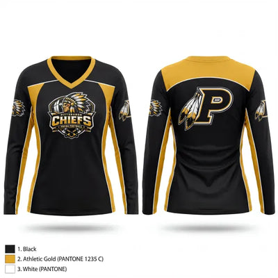 Pittsburgh Chiefs 90737698 Women's Long Sleeve V-neck Shirt - 1