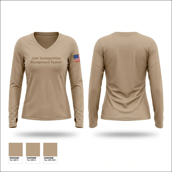 Womens Long Sleeve Vneck Shirt, Joint Transportation Management System, Air Force, Teamtime, Team time, sublimation, custom sports apparel, team uniforms, spirit wear, spiritwear, sports uniforms, custom shirts, team store, custom team store, fundraiser sports, apparel fundraiser