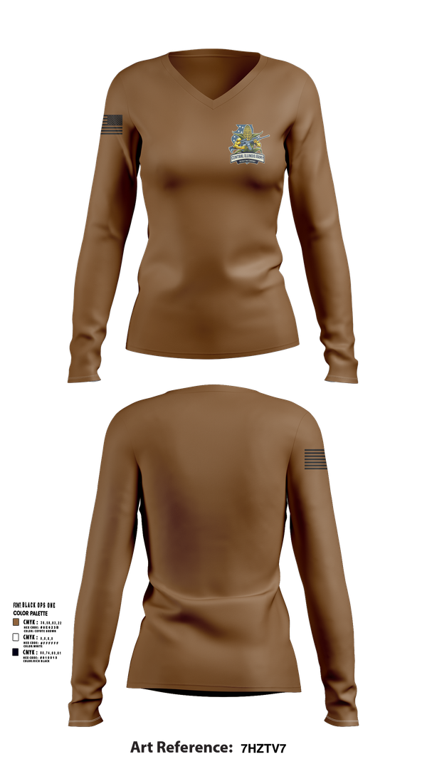 Womens Long Sleeve Vneck Shirt, Central Illinois Army Recruiting Company, , Teamtime, Team time, sublimation, custom sports apparel, team uniforms, spirit wear, spiritwear, sports uniforms, custom shirts, team store, custom team store, fundraiser sports, apparel fundraiser