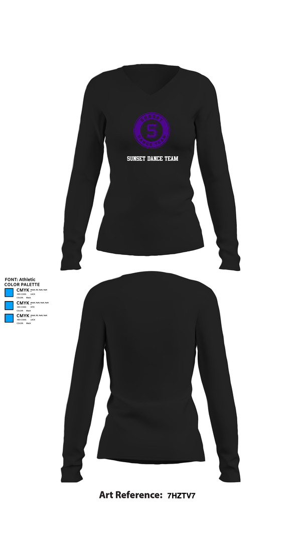 Womens Long Sleeve Vneck Shirt, Sunset Dance Team, Spirit Store, Teamtime, Team time, sublimation, custom sports apparel, team uniforms, spirit wear, spiritwear, sports uniforms, custom shirts, team store, custom team store, fundraiser sports, apparel fundraiser