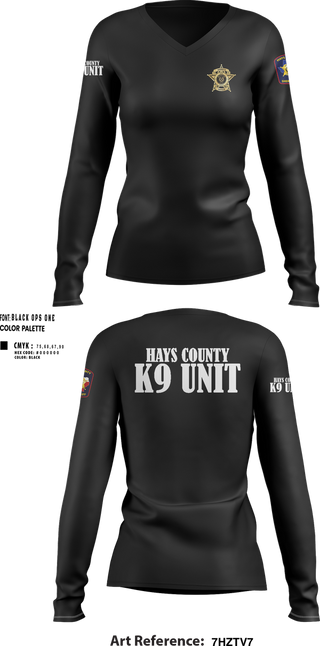 Womens Long Sleeve Vneck Shirt, Hays County Sheriff’s Office, , Teamtime, Team time, sublimation, custom sports apparel, team uniforms, spirit wear, spiritwear, sports uniforms, custom shirts, team store, custom team store, fundraiser sports, apparel fundraiser