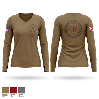 Womens Long Sleeve Vneck Shirt, NMCB THREE - WCC, Navy, Teamtime, Team time, sublimation, custom sports apparel, team uniforms, spirit wear, spiritwear, sports uniforms, custom shirts, team store, custom team store, fundraiser sports, apparel fundraiser