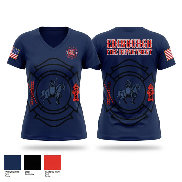 Womens Short Sleeve Vneck Shirt, Edinburgh Fire & Rescue, Fire Department, Teamtime, Team time, sublimation, custom sports apparel, team uniforms, spirit wear, spiritwear, sports uniforms, custom shirts, team store, custom team store, fundraiser sports, apparel fundraiser