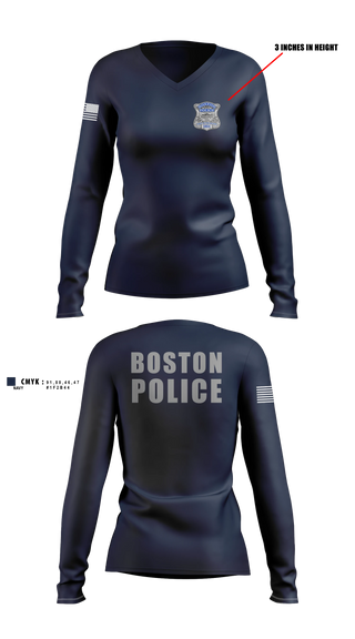 Womens Long Sleeve Vneck Shirt, ILSSA Boston, , Teamtime, Team time, sublimation, custom sports apparel, team uniforms, spirit wear, spiritwear, sports uniforms, custom shirts, team store, custom team store, fundraiser sports, apparel fundraiser