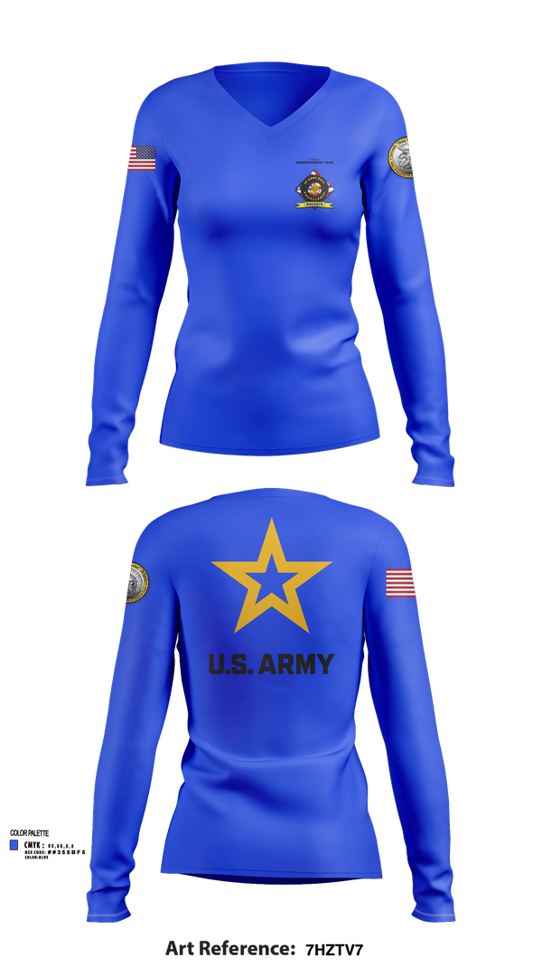 Womens Long Sleeve Vneck Shirt, University of Toledo Army Marksmanship Unit, Army, Teamtime, Team time, sublimation, custom sports apparel, team uniforms, spirit wear, spiritwear, sports uniforms, custom shirts, team store, custom team store, fundraiser sports, apparel fundraiser