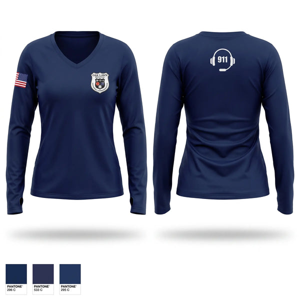 Womens Long Sleeve Vneck Shirt, OLREC Dispatch, Police, Teamtime, Team time, sublimation, custom sports apparel, team uniforms, spirit wear, spiritwear, sports uniforms, custom shirts, team store, custom team store, fundraiser sports, apparel fundraiser