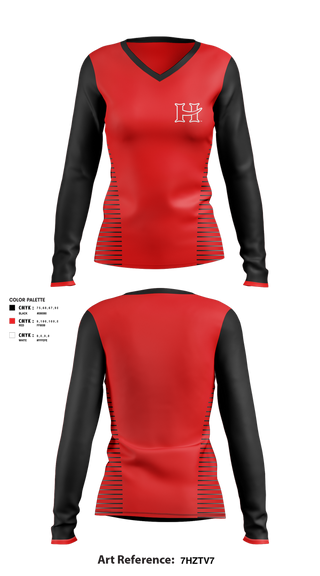 Womens Long Sleeve Vneck Shirt, Hart Pirates, Women's Basketball, Teamtime, Team time, sublimation, custom sports apparel, team uniforms, spirit wear, spiritwear, sports uniforms, custom shirts, team store, custom team store, fundraiser sports, apparel fundraiser