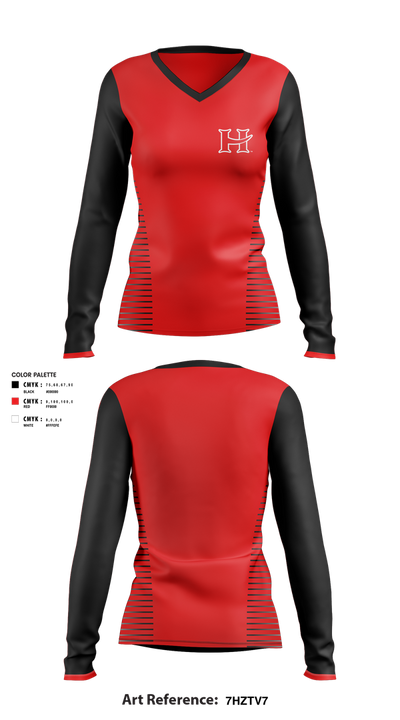 Hart Pirates 55316114 Women's Long Sleeve V-neck Shirt - 5