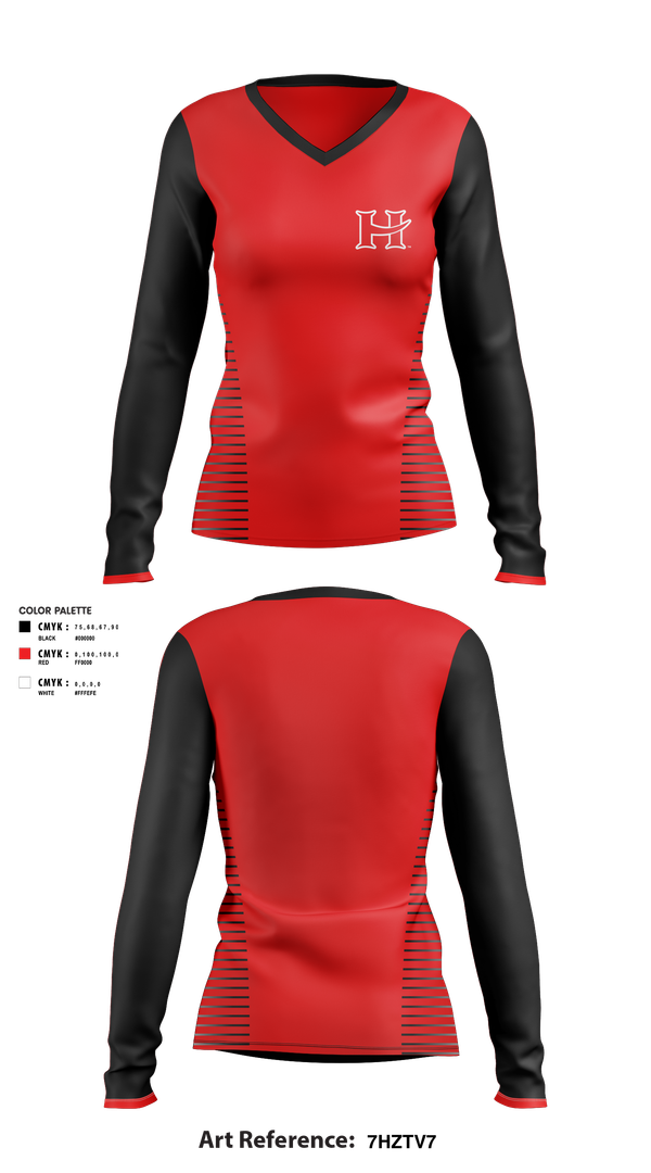 Womens Long Sleeve Vneck Shirt, Hart Pirates, Women's Basketball, Teamtime, Team time, sublimation, custom sports apparel, team uniforms, spirit wear, spiritwear, sports uniforms, custom shirts, team store, custom team store, fundraiser sports, apparel fundraiser