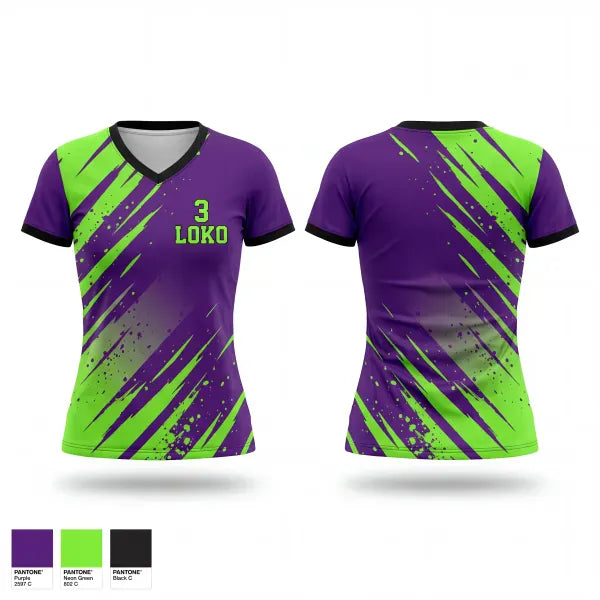 Womens Short Sleeve Vneck Shirt, 3 LOKO, , Teamtime, Team time, sublimation, custom sports apparel, team uniforms, spirit wear, spiritwear, sports uniforms, custom shirts, team store, custom team store, fundraiser sports, apparel fundraiser