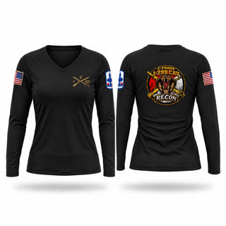 Womens Long Sleeve Vneck Shirt, C-Troop 1-299 CAV, National Guard, Teamtime, Team time, sublimation, custom sports apparel, team uniforms, spirit wear, spiritwear, sports uniforms, custom shirts, team store, custom team store, fundraiser sports, apparel fundraiser