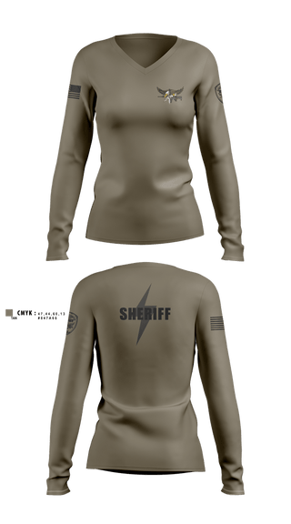 Womens Long Sleeve Vneck Shirt, Caldwell County SWAT, Police, Teamtime, Team time, sublimation, custom sports apparel, team uniforms, spirit wear, spiritwear, sports uniforms, custom shirts, team store, custom team store, fundraiser sports, apparel fundraiser