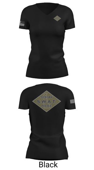 Womens Short Sleeve Vneck Shirt, Newark SWAT, Police, Teamtime, Team time, sublimation, custom sports apparel, team uniforms, spirit wear, spiritwear, sports uniforms, custom shirts, team store, custom team store, fundraiser sports, apparel fundraiser