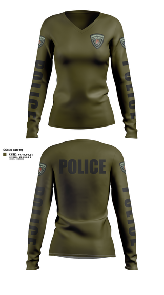 Womens Long Sleeve Vneck Shirt, Ohkay Owingeh Police Department, Police, Teamtime, Team time, sublimation, custom sports apparel, team uniforms, spirit wear, spiritwear, sports uniforms, custom shirts, team store, custom team store, fundraiser sports, apparel fundraiser