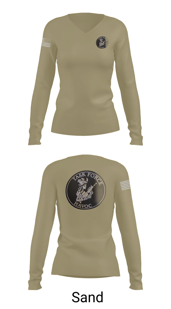 Womens Long Sleeve Vneck Shirt, Task Force Havoc, , Teamtime, Team time, sublimation, custom sports apparel, team uniforms, spirit wear, spiritwear, sports uniforms, custom shirts, team store, custom team store, fundraiser sports, apparel fundraiser