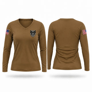 Womens Long Sleeve Vneck Shirt, Freedom Eagles, Army, Teamtime, Team time, sublimation, custom sports apparel, team uniforms, spirit wear, spiritwear, sports uniforms, custom shirts, team store, custom team store, fundraiser sports, apparel fundraiser