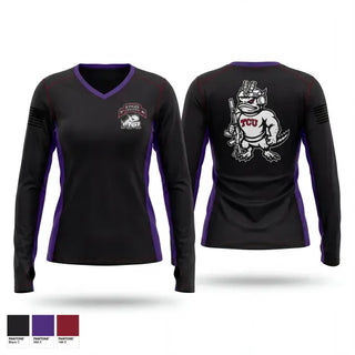 Womens Long Sleeve Vneck Shirt, TCU Ranger Challenge, Army, Teamtime, Team time, sublimation, custom sports apparel, team uniforms, spirit wear, spiritwear, sports uniforms, custom shirts, team store, custom team store, fundraiser sports, apparel fundraiser