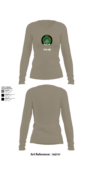 Womens Long Sleeve Vneck Shirt, VFA-105, , Teamtime, Team time, sublimation, custom sports apparel, team uniforms, spirit wear, spiritwear, sports uniforms, custom shirts, team store, custom team store, fundraiser sports, apparel fundraiser