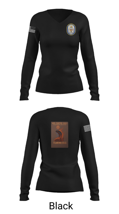 Uss Carter Hall 96042318 Women's Long Sleeve V-neck Shirt - 35