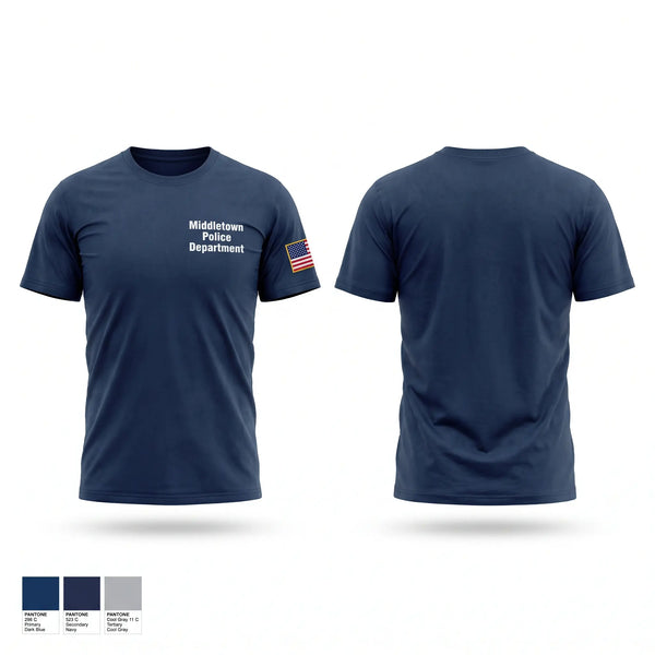Old School Cotton Feel Shirt, Middletown Police Department, Police, Teamtime, Team time, sublimation, custom sports apparel, team uniforms, spirit wear, spiritwear, sports uniforms, custom shirts, team store, custom team store, fundraiser sports, apparel fundraiser