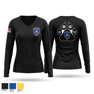 Womens Long Sleeve Vneck Shirt, Auburn Police Department, Police, Teamtime, Team time, sublimation, custom sports apparel, team uniforms, spirit wear, spiritwear, sports uniforms, custom shirts, team store, custom team store, fundraiser sports, apparel fundraiser