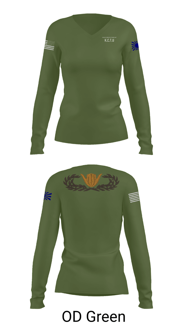 Womens Long Sleeve Vneck Shirt, KISARAZU COMBAT TRAINING UNIT, Army, Teamtime, Team time, sublimation, custom sports apparel, team uniforms, spirit wear, spiritwear, sports uniforms, custom shirts, team store, custom team store, fundraiser sports, apparel fundraiser