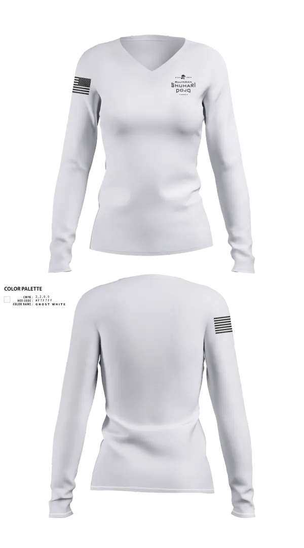 Womens Long Sleeve Vneck Shirt, Shuhari Dojo, , Teamtime, Team time, sublimation, custom sports apparel, team uniforms, spirit wear, spiritwear, sports uniforms, custom shirts, team store, custom team store, fundraiser sports, apparel fundraiser