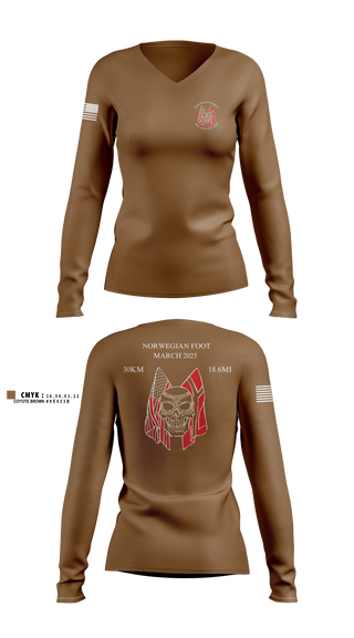 Womens Long Sleeve Vneck Shirt, Forged Gold Battalion, Army, Teamtime, Team time, sublimation, custom sports apparel, team uniforms, spirit wear, spiritwear, sports uniforms, custom shirts, team store, custom team store, fundraiser sports, apparel fundraiser