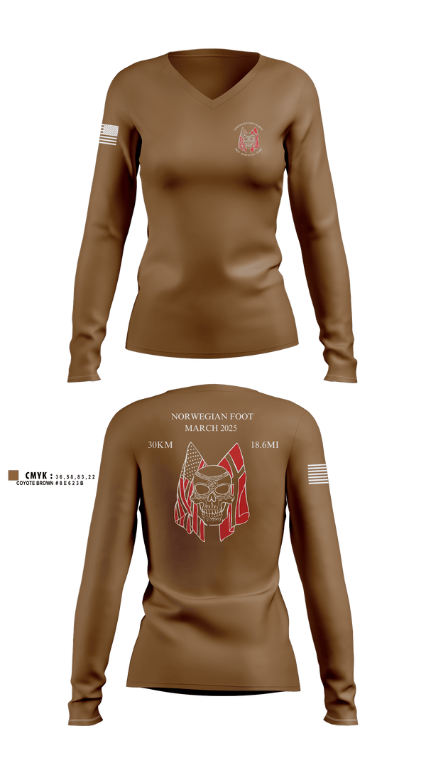 Womens Long Sleeve Vneck Shirt, Forged Gold Battalion, Army, Teamtime, Team time, sublimation, custom sports apparel, team uniforms, spirit wear, spiritwear, sports uniforms, custom shirts, team store, custom team store, fundraiser sports, apparel fundraiser