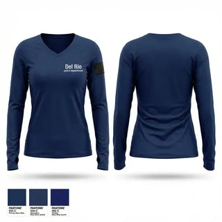 Womens Long Sleeve Vneck Shirt, Del Rio police department, Police, Teamtime, Team time, sublimation, custom sports apparel, team uniforms, spirit wear, spiritwear, sports uniforms, custom shirts, team store, custom team store, fundraiser sports, apparel fundraiser