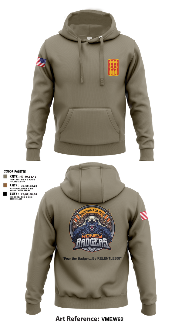 Hoodie, Honey Badgers / 30X, Army, Teamtime, Team time, sublimation, custom sports apparel, team uniforms, spirit wear, spiritwear, sports uniforms, custom shirts, team store, custom team store, fundraiser sports, apparel fundraiser