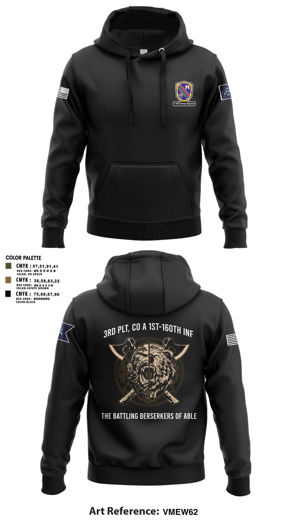 Hoodie, Co A, 1st-160th INF, 79th IBCT, , Teamtime, Team time, sublimation, custom sports apparel, team uniforms, spirit wear, spiritwear, sports uniforms, custom shirts, team store, custom team store, fundraiser sports, apparel fundraiser