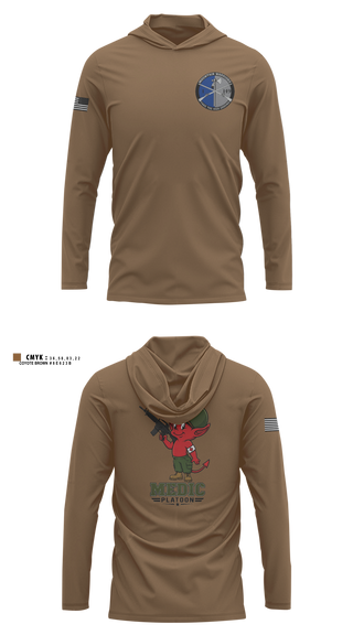 Long Sleeve Performance Shirt with hood, Medic, National Guard, Teamtime, Team time, sublimation, custom sports apparel, team uniforms, spirit wear, spiritwear, sports uniforms, custom shirts, team store, custom team store, fundraiser sports, apparel fundraiser