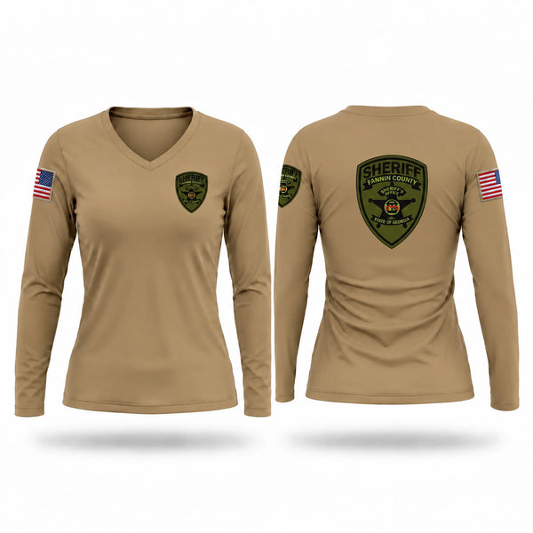 Womens Long Sleeve Vneck Shirt, Fannin County Sheriff’s Office, Police, Teamtime, Team time, sublimation, custom sports apparel, team uniforms, spirit wear, spiritwear, sports uniforms, custom shirts, team store, custom team store, fundraiser sports, apparel fundraiser