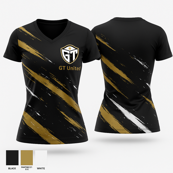 Womens Short Sleeve Vneck Shirt, GT United, Women's Soccer, Teamtime, Team time, sublimation, custom sports apparel, team uniforms, spirit wear, spiritwear, sports uniforms, custom shirts, team store, custom team store, fundraiser sports, apparel fundraiser
