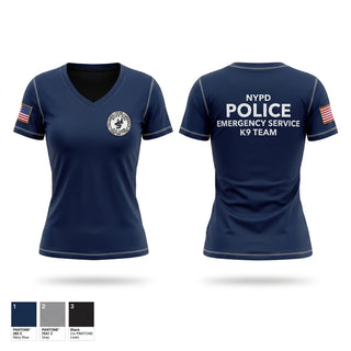 Womens Short Sleeve Vneck Shirt, NYPD ESU K9, Police, Teamtime, Team time, sublimation, custom sports apparel, team uniforms, spirit wear, spiritwear, sports uniforms, custom shirts, team store, custom team store, fundraiser sports, apparel fundraiser