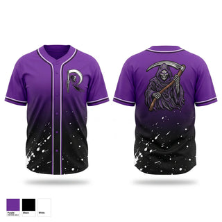 Full Button Baseball Jersey, Windy City Reapers, Baseball, Teamtime, Team time, sublimation, custom sports apparel, team uniforms, spirit wear, spiritwear, sports uniforms, custom shirts, team store, custom team store, fundraiser sports, apparel fundraiser