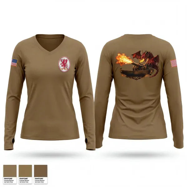 Womens Long Sleeve Vneck Shirt, 3-13th 66th FSC, Army, Teamtime, Team time, sublimation, custom sports apparel, team uniforms, spirit wear, spiritwear, sports uniforms, custom shirts, team store, custom team store, fundraiser sports, apparel fundraiser