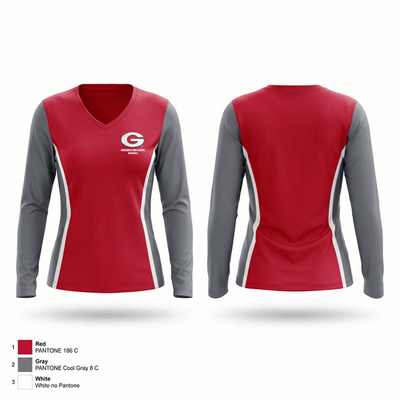Groesbeck High School Baseball 7019891 Women's Long Sleeve V-neck Shirt - 1