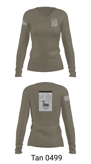 Womens Long Sleeve Vneck Shirt, 2nd Armored Cavalry Regiment, , Teamtime, Team time, sublimation, custom sports apparel, team uniforms, spirit wear, spiritwear, sports uniforms, custom shirts, team store, custom team store, fundraiser sports, apparel fundraiser