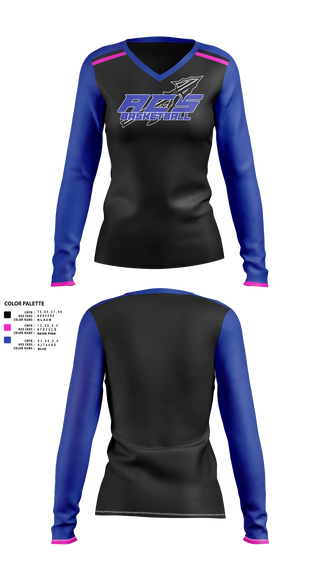 Womens Long Sleeve Vneck Shirt, Warriors, Women's Basketball, Teamtime, Team time, sublimation, custom sports apparel, team uniforms, spirit wear, spiritwear, sports uniforms, custom shirts, team store, custom team store, fundraiser sports, apparel fundraiser