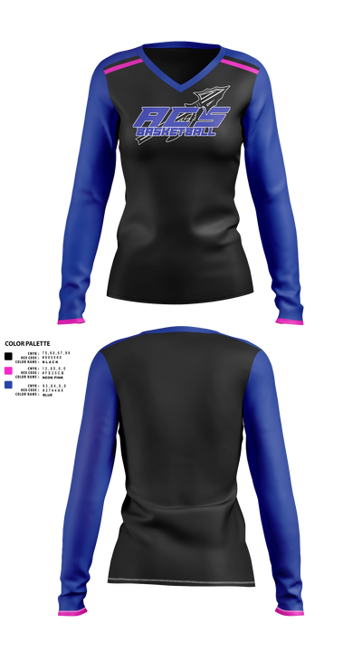 Warriors Women's Long Sleeve V-neck Shirt - 21