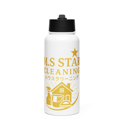 M.S Star Cleaning 36822817 Stainless Steel Water Bottle with a Straw Lid