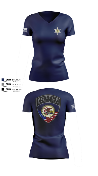 Womens Short Sleeve Vneck Shirt, Manhattan Police Department, , Teamtime, Team time, sublimation, custom sports apparel, team uniforms, spirit wear, spiritwear, sports uniforms, custom shirts, team store, custom team store, fundraiser sports, apparel fundraiser