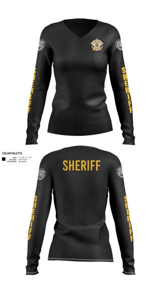Womens Long Sleeve Vneck Shirt, Pecos County Sheriff’s Office, Police, Teamtime, Team time, sublimation, custom sports apparel, team uniforms, spirit wear, spiritwear, sports uniforms, custom shirts, team store, custom team store, fundraiser sports, apparel fundraiser