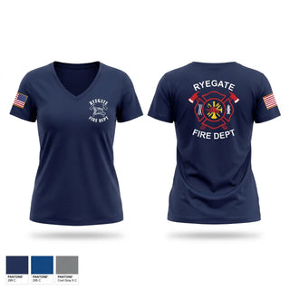 Womens Short Sleeve Vneck Shirt, Ryegate Fire Department, Fire Department, Teamtime, Team time, sublimation, custom sports apparel, team uniforms, spirit wear, spiritwear, sports uniforms, custom shirts, team store, custom team store, fundraiser sports, apparel fundraiser