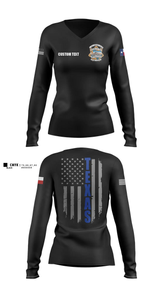Womens Long Sleeve Vneck Shirt, El Paso Community College Law Enforcement Training Academy Class 105, Police, Teamtime, Team time, sublimation, custom sports apparel, team uniforms, spirit wear, spiritwear, sports uniforms, custom shirts, team store, custom team store, fundraiser sports, apparel fundraiser