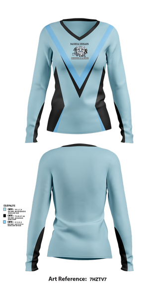 Womens Long Sleeve Vneck Shirt, Cubs, Cheer, Teamtime, Team time, sublimation, custom sports apparel, team uniforms, spirit wear, spiritwear, sports uniforms, custom shirts, team store, custom team store, fundraiser sports, apparel fundraiser