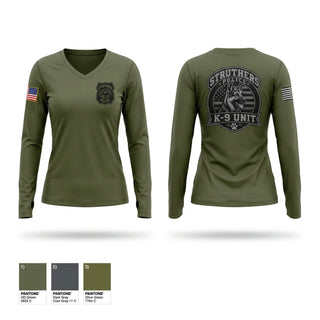 Womens Long Sleeve Vneck Shirt, STRUTHERS POLICE K9 UNIT, Police, Teamtime, Team time, sublimation, custom sports apparel, team uniforms, spirit wear, spiritwear, sports uniforms, custom shirts, team store, custom team store, fundraiser sports, apparel fundraiser